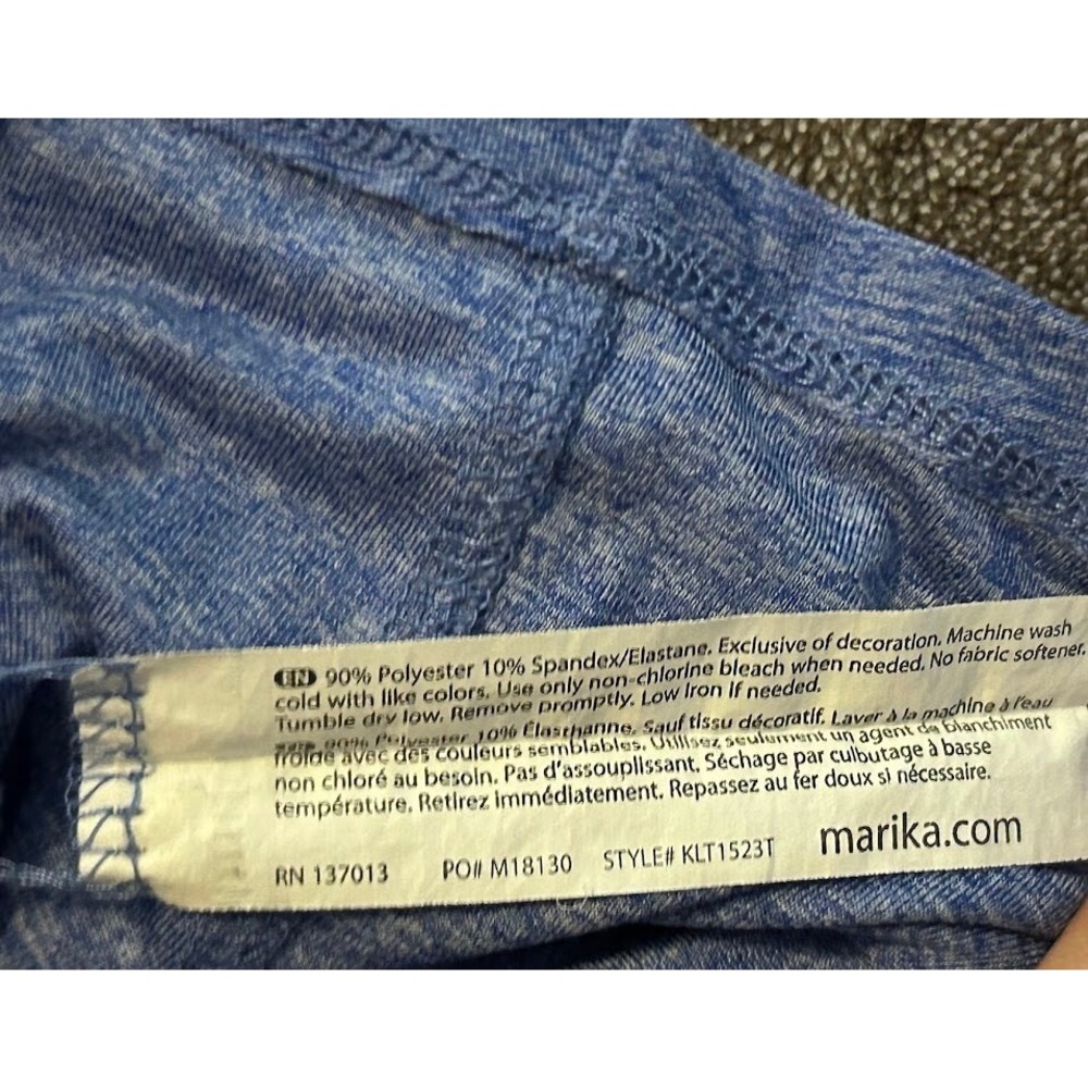 Marika Womens Blue Space Dye Long Sleeve Activewear Top KLT1523T M - Picture 5 of 6